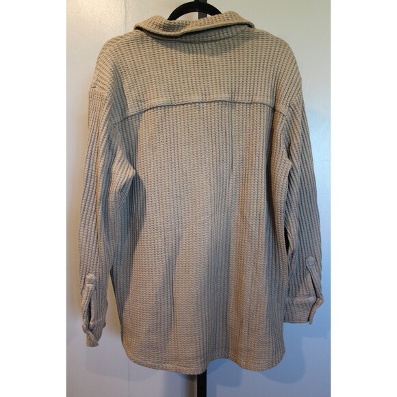 MATE THE LABEL Women’s Organic Waffle Button Up Long Sleeve Shirt BRK Brown - Picture 8 of 8